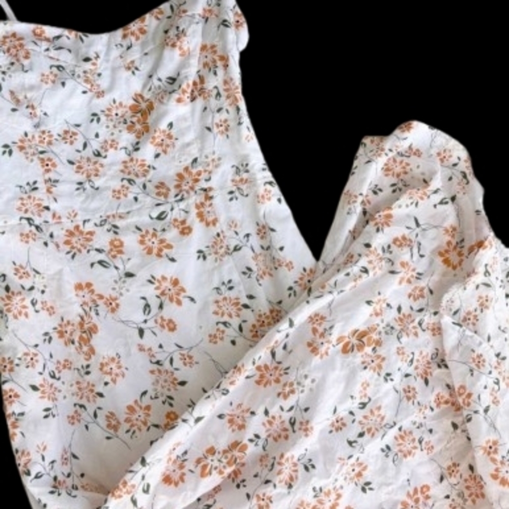Lost + Wander White Dress with Orange Floral Accents